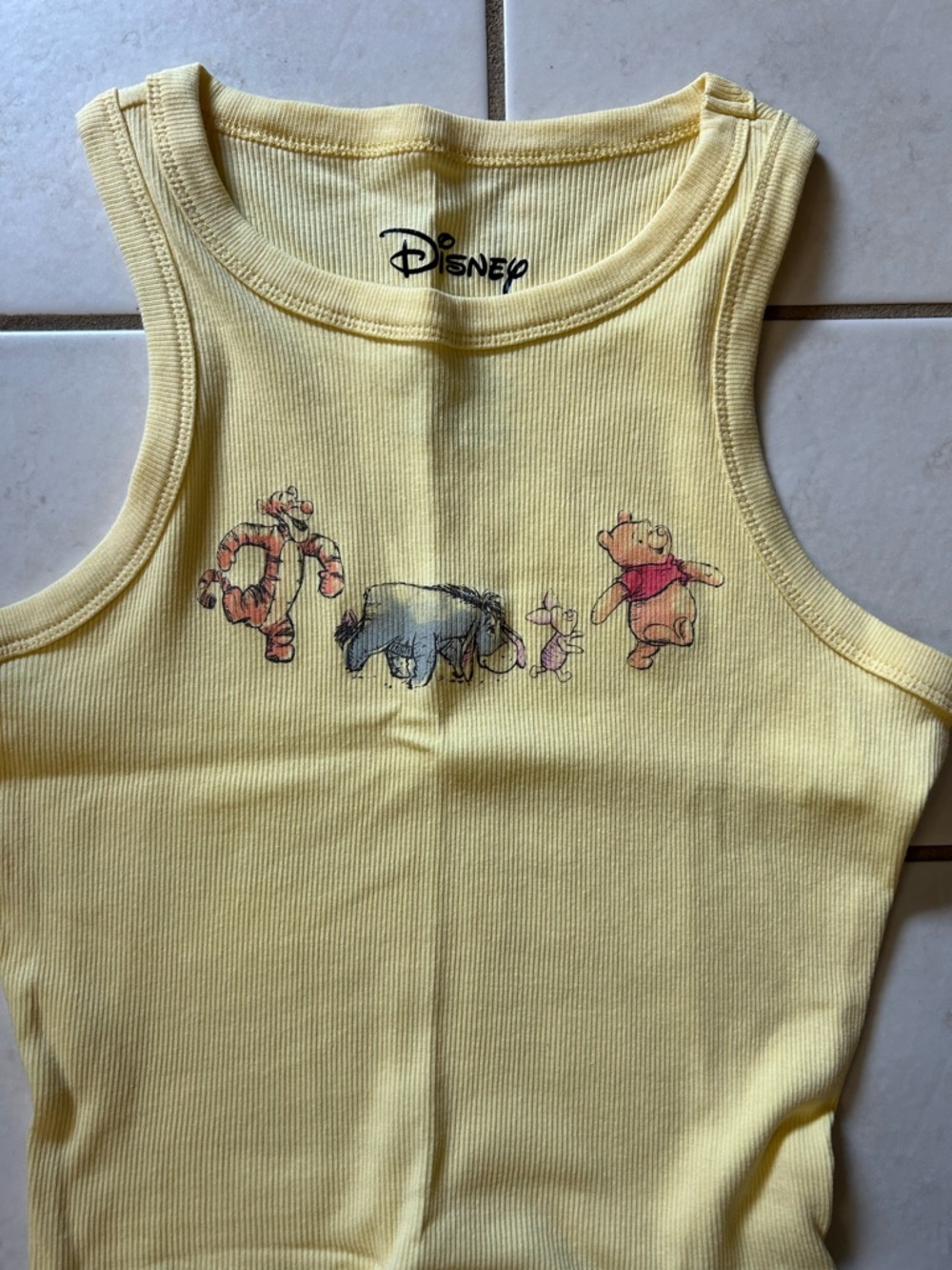 Disney Yellow Ribbed Winnie the Pooh Tank Top and Character Shorts Set - Picture 2 of 4